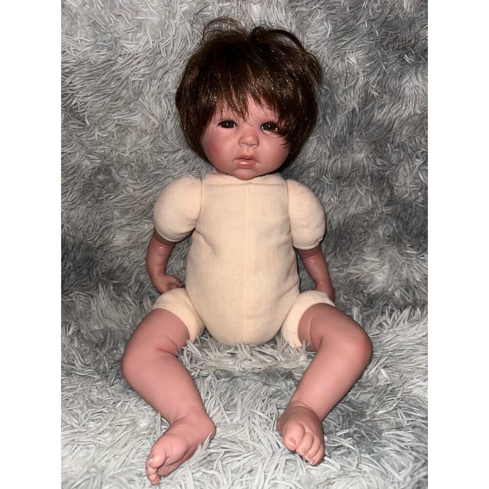Paradise Galleries Reborn Baby Doll Weighted Brown Hair Brown Eyes Lifelike Doll